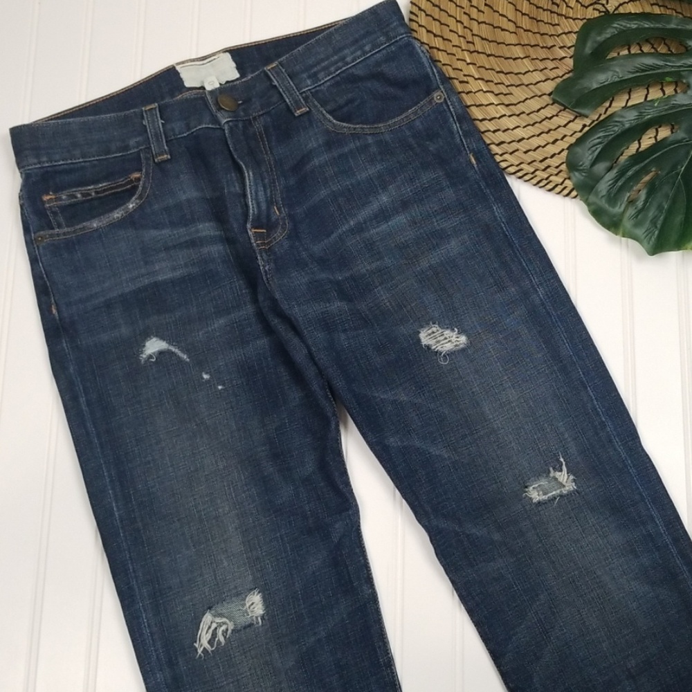 Current/Elliott distressed boyfriend cropped jeans - Picture 3 of 8